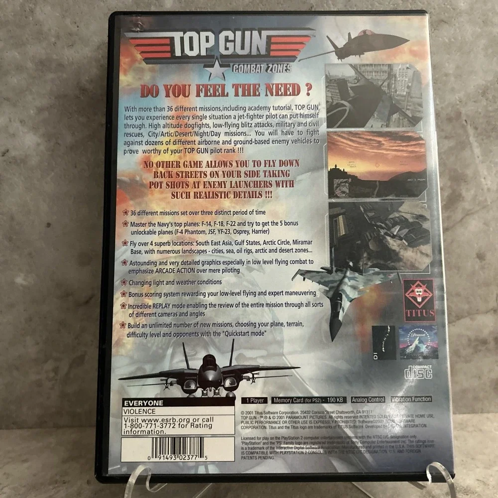 Top Gun Combat Zones (Sony PlayStation 2, PS2) Complete CIB Original Owner Mint